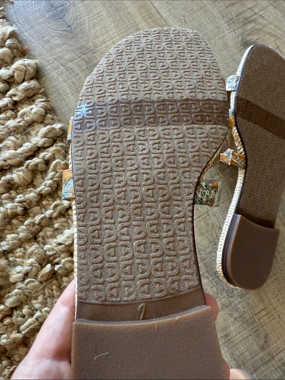 Sam Edelman Floral Mustard Woven Slide Sandals - Picture 5 of 5